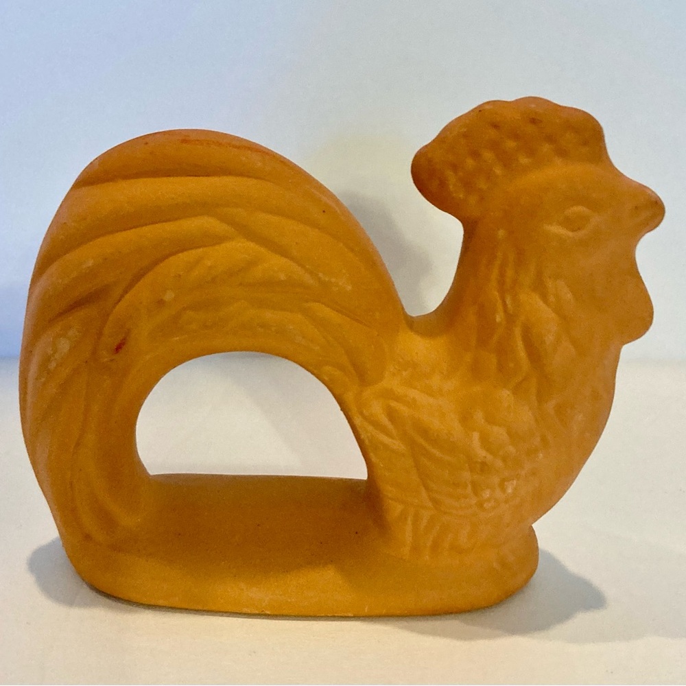 Set of 6 Terra Cotta Rooster Napkins Rings